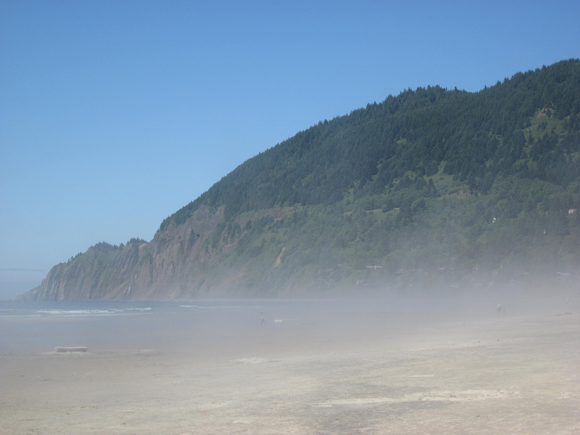 Manzanita Beach below the forested headland of Neahkahnie Mountain