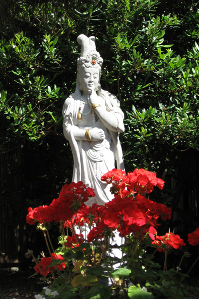 Kannon among the geraniums